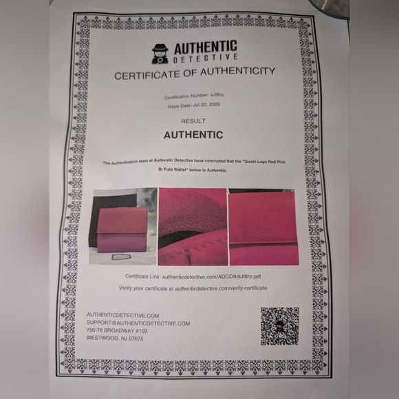 Gucci Calfskin French Flap Wallet in Hibiscus Red and Pink - Picture 10 of 10